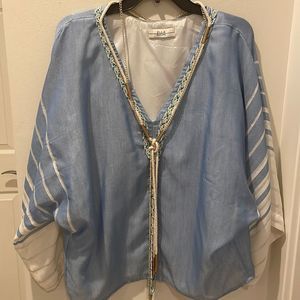 Ella Luna Ella silk Top baby blue/ metallic size medium
